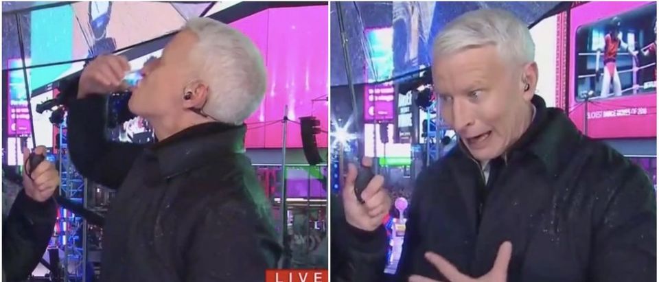 Anderson Cooper Takes Tequila Shots (CNN Screenshot: December 31, 2018)