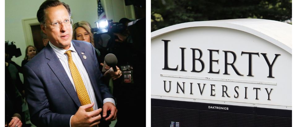 Liberty University will welcome former Virginia Rep. Dave Brat as the new School of Business dean. Left, REUTERS/ Jonathan Ernst/ Right, SHUTTERSTOCK/ Katherine Welles