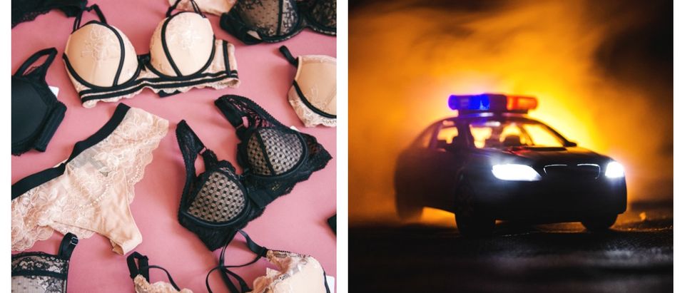 A suspected shoplifter led a police chase while leaving a trail of lingerie. Left, SHUTTERSTOCK/NazarBazar/ Right, SHUTTERSTOCK/ Ilkin Zeferli