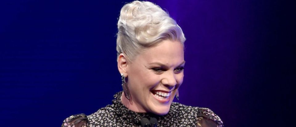 Honoree Pink accepts the Music Visionary Award onstage at the 2nd Annual unite4:humanity presented by ALCATEL ONETOUCH at the Beverly Hilton Hotel on February 19, 2015 in Los Angeles, California. (Photo by Kevin Winter/Getty Images for Variety)
