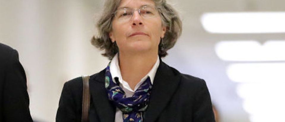 Fusion GPS contractor Nellie Ohr arrives for a closed-door interview with investigators from the House Judiciary and Oversight committees in the Rayburn House Office Building on Capitol Hill on Oct. 19, 2018 in Washington, D.C. (Chip Somodevilla/Getty Images)