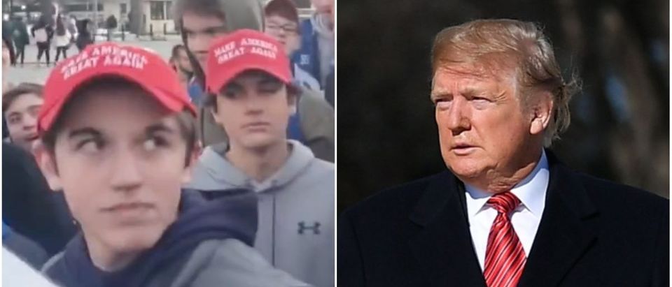 Left: Covington Teens (YouTube), Right: President Donald Trump (Getty Images)