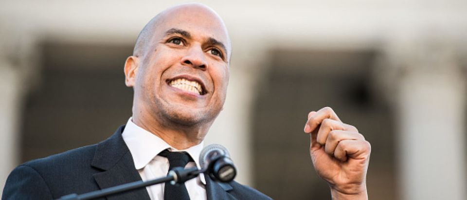 Sen. Cory Booker addresses the crowd during the annual Martin Luther King Jr. Day at the Dome event on Jan. 21, 2019 in Columbia, South Carolina. (Photo by Sean Rayford/Getty Images)