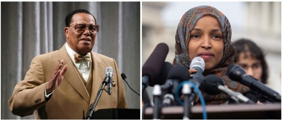 Louis Farrakhan and Ilhan Omar (LEFT: Mark Wilson/Getty Images RIGHT: SAUL LOEB/AFP/Getty Images)