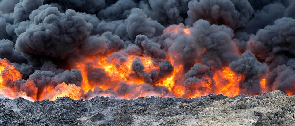 Oil well set fire by ISIS