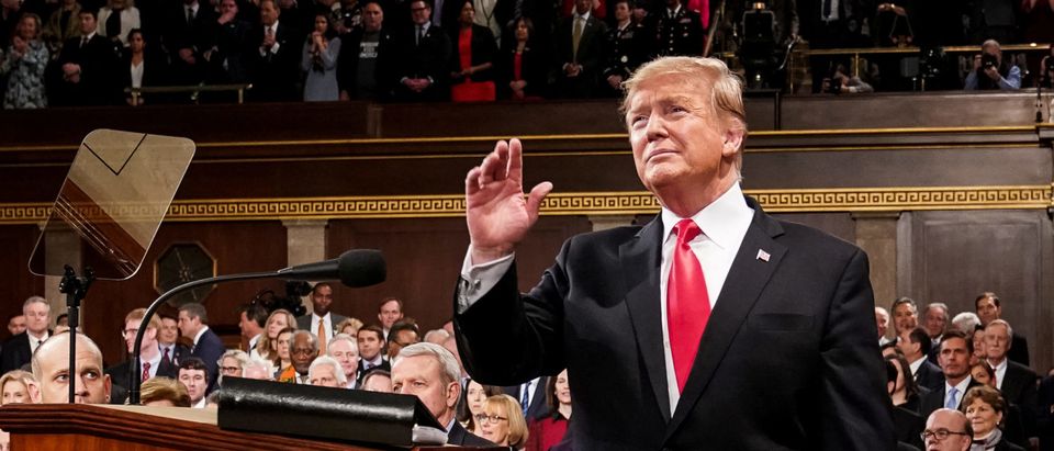 FEBRUARY 5, 2019 - WASHINGTON, DC: President Donald Trump delivered the State of the Union address, with Vice President Mike Pence and Speaker of the House Nancy Pelosi, at the Capitol in Washington, DC on February 5, 2019. Doug Mills/Pool via REUTERS.