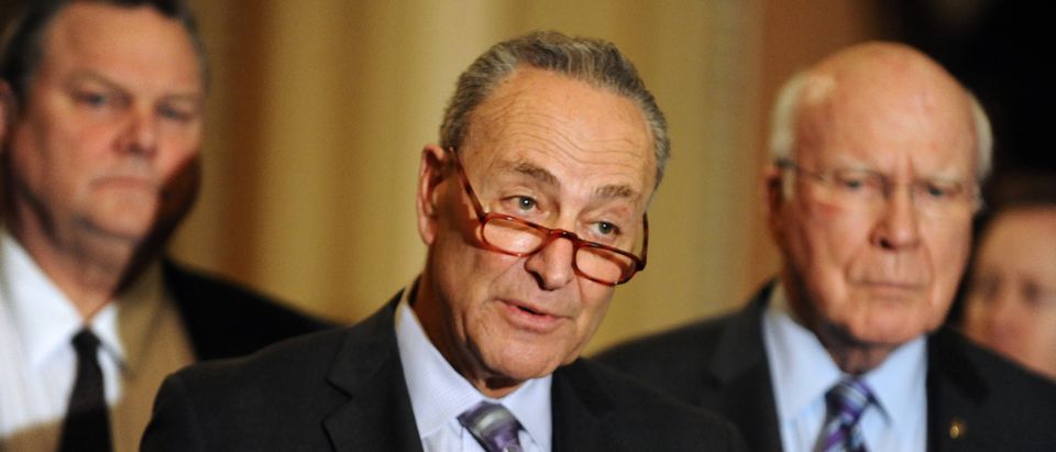 Sen. Chuck Schumer (D-NY) speaks to the media at the U.S. Capitol in Washington