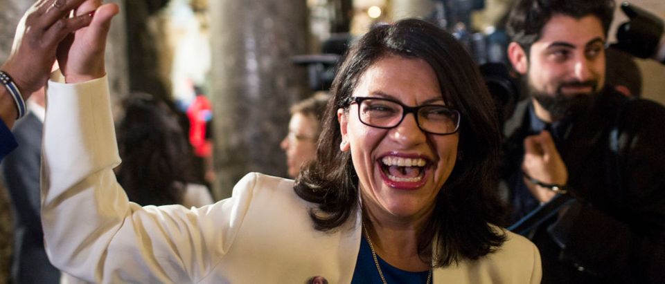 WASHINGTON, DC - FEBRUARY 05: Rep. Rashida Tlaib (D-MI) arrives ahead of the State of the Union address in the chamber of the U.S. House of Representatives at the U.S. Capitol Building on February 5, 2019 in Washington, DC. President Trump's second State of the Union address was postponed one week due to the partial government shutdown. (Photo by Zach Gibson/Getty Images)