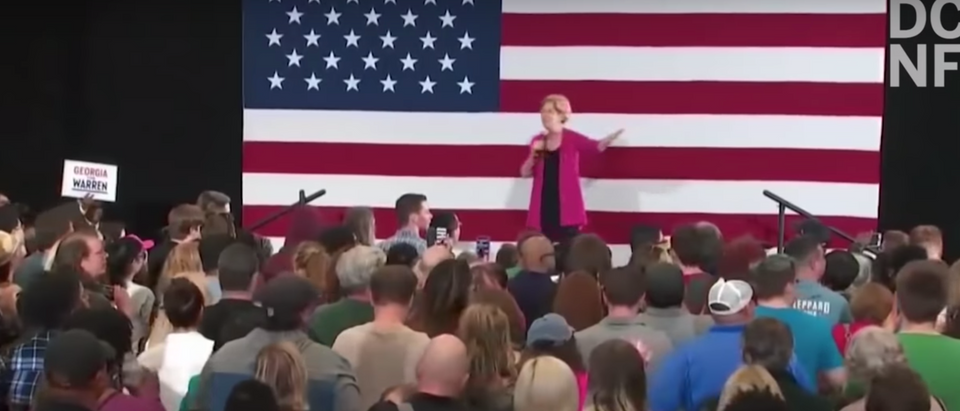 A heckler at a Senator Elizabeth Warren rally yelled "Why'd you lie?" when Warren started talking about her background and who she was. (Youtube)