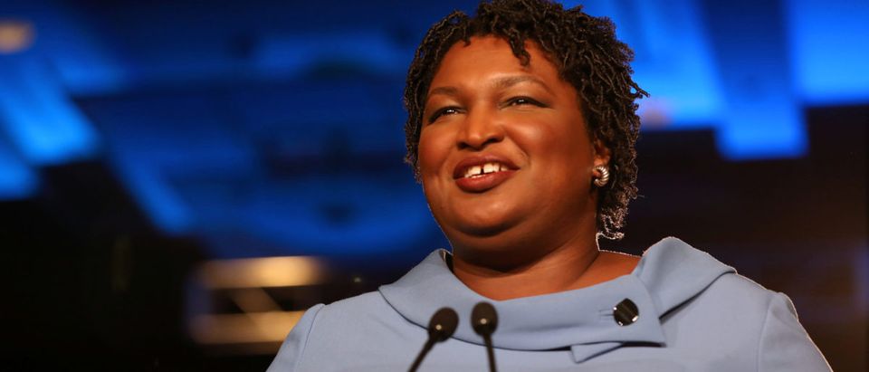 Stacey Abrams speaks to the crowd of supporters announcing they will wait till the morning for results of the mid-terms election at the Hyatt Regency in Atlanta, Georgia, U.S., Nov. 7, 2018. REUTERS/Lawrence Bryant