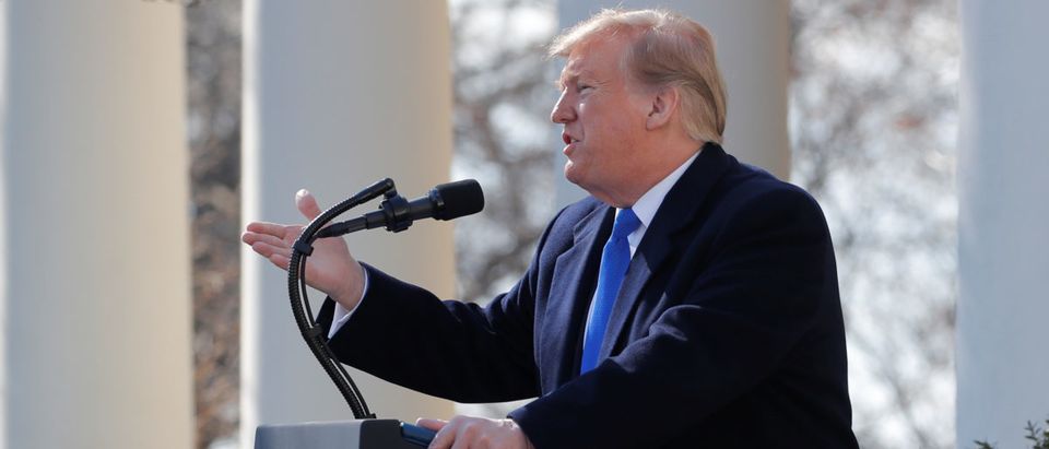 U.S. President Trump declares national emergency while speaking about southern border security at the White House in Washington