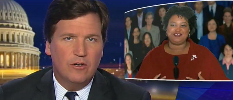 Tucker Carlson discusses Stacey Abrams and identity politics (Fox News screengrab)