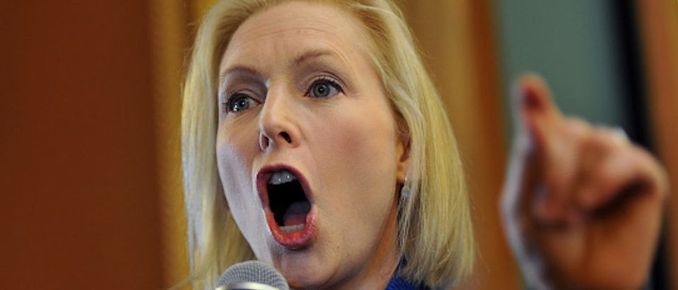 U.S. Sen. Kirsten Gillibrand (D-NY) speaks to a large crowd at the state capitol for the third annual Women's March on January 19, 2019 in Des Moines, Iowa