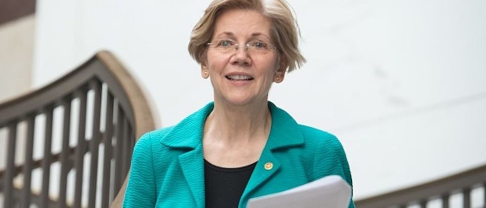 US Democratic Senator from Massachiusetts Elizabeth Warren arrives for a closed Senate Armed Services Committee briefing at the US Capitol in Washington, DC, on March 28, 2017. / AFP PHOTO / NICHOLAS KAMM (Photo credit should read NICHOLAS KAMM/AFP/Getty Images)