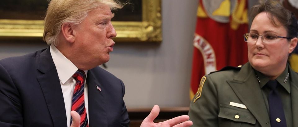 U.S. President Donald Trump participates in briefing on southern U.S. border in the Roosevelt Room at the White House in Washington