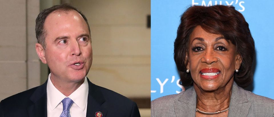 Democratic California Reps. Adam Schiff and Maxine Waters (Left photo: Mark Wilson/Getty Images; Right photo: Presley Ann/Getty Images for EMILY'S List)