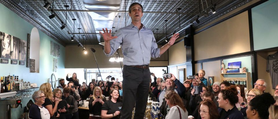 Former Texas congressman Beto O'Rourke speaks during a campaign stop at The Beancounter Coffeehouse in Burlington, Iowa on March 14, 2019. REUTERS/Daniel Acker