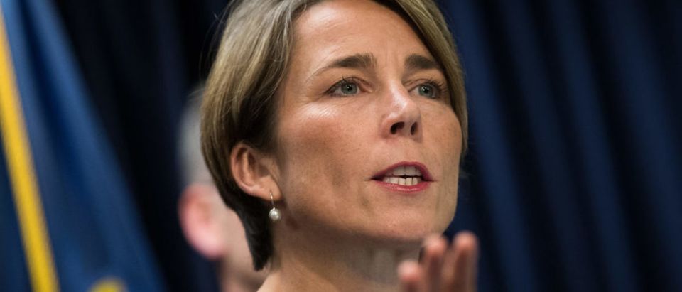 Massachusetts Attorney General Maura Healey speaks during a press conference at the office of the New York Attorney General, July 19, 2016 in New York City. (Photo by Drew Angerer/Getty Images)