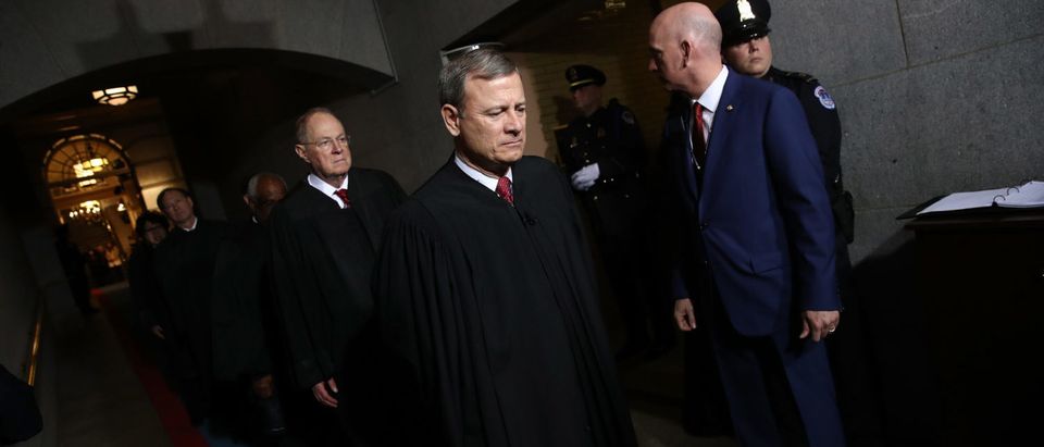 Chief Justice John Roberts arrives on the West Front of the U.S. Capitol on Jan. 20, 2017. (Win McNamee/Getty Images)