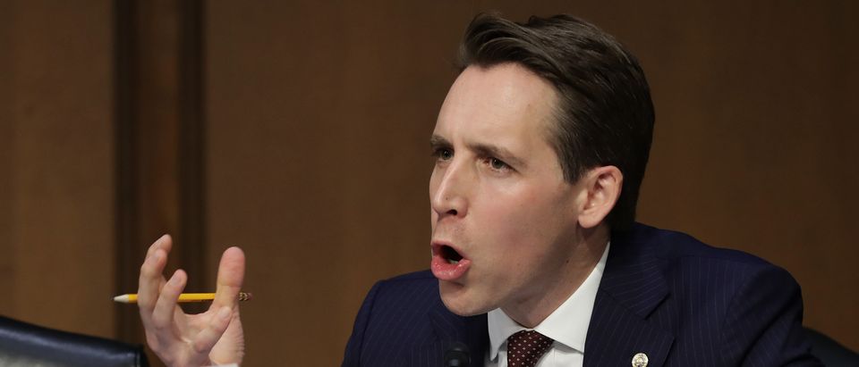 Sen. Josh Hawley (R-MO) questions William Barr during his confirmation hearing on January 15, 2019. (Chip Somodevilla/Getty Images)