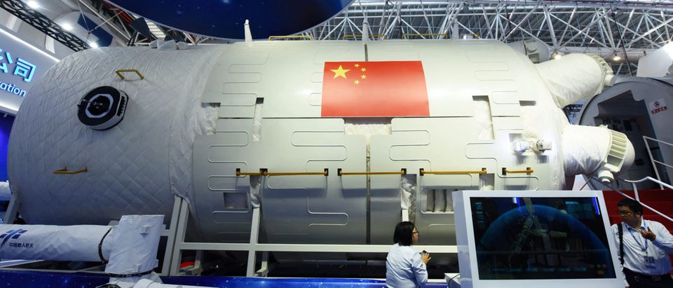 A full-size model of Chinese space station core module Tianhe is seen at the China International Aviation and Aerospace Exhibition, or Zhuhai Airshow, in Zhuhai
