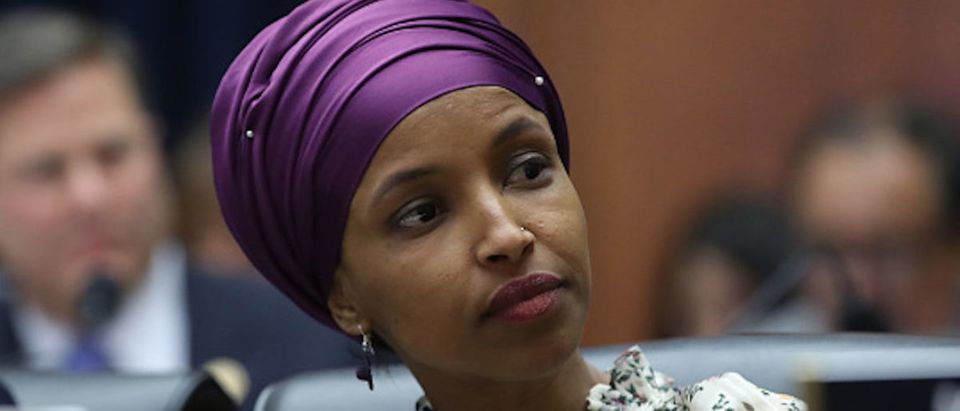 WASHINGTON, DC - MARCH 06: Rep. Ilhan?Omar?(D-MN) participates in a House Education and Labor Committee Markup on the H.R. 582 Raise The Wage Act, in the Rayburn House Office Building on March 6, 2019 in Washington, DC. (Photo by Mark Wilson/Getty Images)