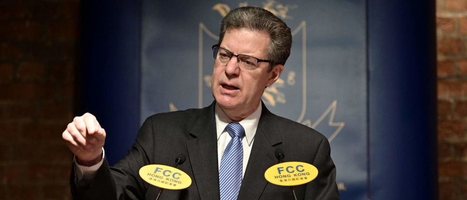 Ambassador at Large for International Religious Freedom Sam Brownback speaks on "Religious Freedom: Global Threats and the World's Response" at the FCC (Foreign Correspondents' Club) in Hong Kong on March 8, 2019. (ANTHONY WALLACE/AFP/Getty Images)