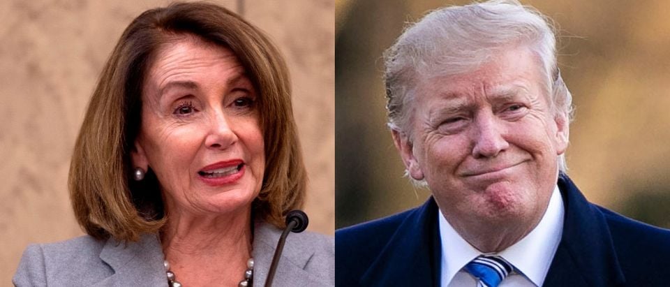 House Speaker Nancy Pelosi (L) is usually at odds with President Donald Trump (R). ANDREW CABALLERO-REYNOLDS/AFP/Getty Images Al Drago/Getty Images