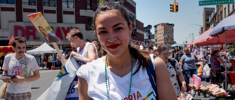 Alexandria Ocasio-Cortez marches during the Bronx's pride parade in the Bronx borough of New York City, New York, U.S., June 17, 2018. Picture taken June 17, 2018. REUTERS/David 'Dee' Delgado