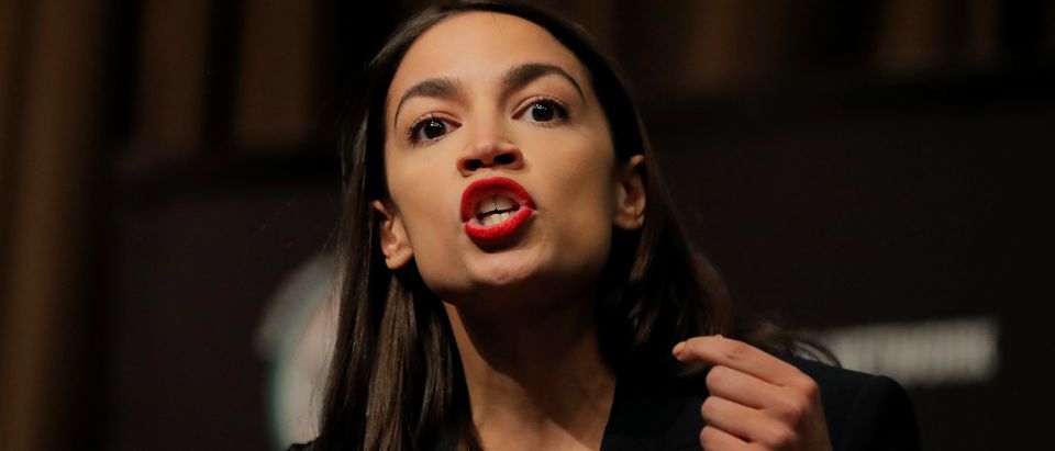 U.S. Rep. Alexandria Ocasio-Cortez (D-NY), speaks at the 2019 National Action Network National Convention in New York, U.S., April 5, 2019. REUTERS/Lucas Jackson
