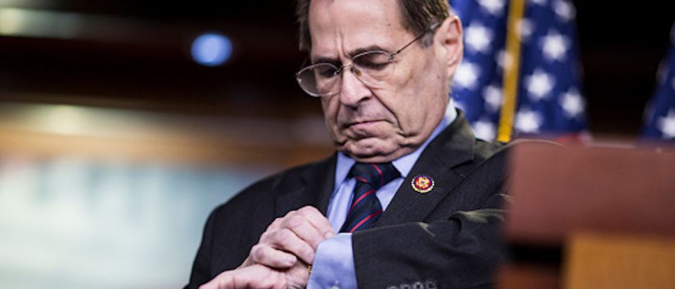 WASHINGTON, DC - APRIL 09: House Judiciary Committee Chairman Rep. Jerry Nadler (D-NY) departs after speaking during a news conference on April 9, 2019 in Washington, DC. House Democrats unveiled new letters to the Attorney General, HHS Secretary, and the White House demanding the production of documents related to Americans health care in the Texas v. United States lawsuit. (Photo by Zach Gibson/Getty Images)