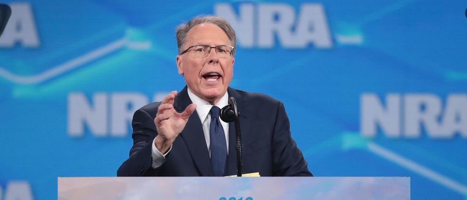INDIANAPOLIS, INDIANA - APRIL 26: Wayne LaPierre, NRA vice president and CEO, speaks to guests at the NRA-ILA Leadership Forum at the 148th NRA Annual Meetings &amp; Exhibits on April 26, 2019 in Indianapolis, Indiana. The convention, which runs through Sunday, features more than 800 exhibitors and is expected to draw 80,000 guests. (Photo by Scott Olson/Getty Images)