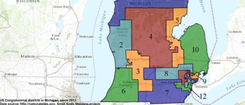 Michigan's congressional district map. (Screenshot/Department of the Interior)