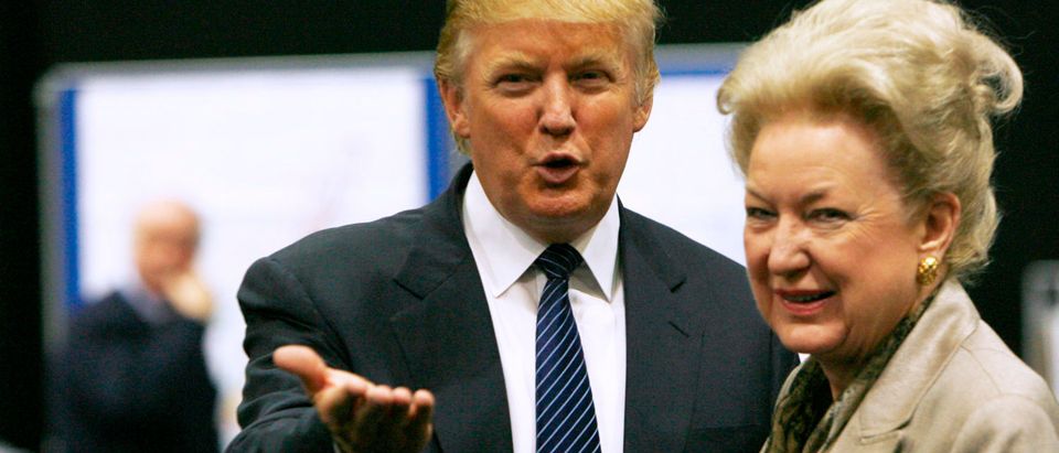 Donald Trump and his sister, Maryanne Trump Barry, during a break in proceedings of the Aberdeenshire Council inquiry into his plans for a golf resort in northeast Scotland on June 10, 2008. (REUTERS/David Moir)
