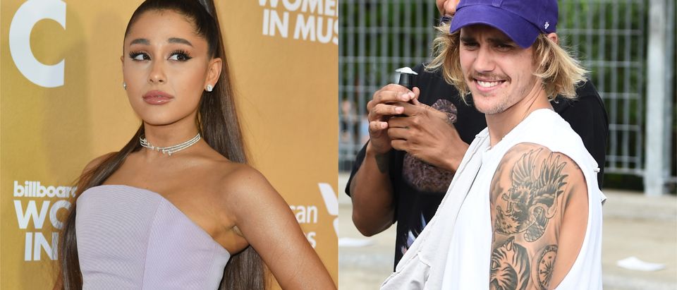 Ariana Grande and Justin Bieber side-by-side/ Getty Images collage