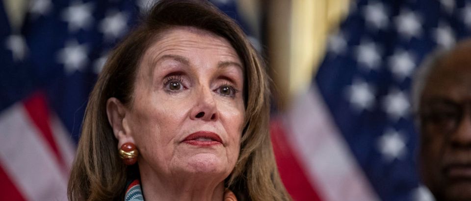 WASHINGTON, DC - APRIL 09: House Speaker Nancy Pelosi, (D-CA) speaks during a ceremonial bill enrollment for legislation which would end U.S. involvement in the war in Yemen on April 9, 2019 in Washington, DC. President Donald Trump has said that he would veto the legislation if passed. (Photo by Alex Edelman/Getty Images)