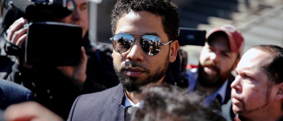 FILE PHOTO: Actor Jussie Smollett leaves court after charges against him were dropped by state prosecutors in Chicago