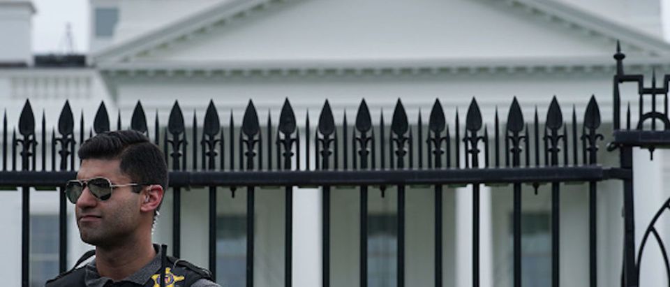 A member of the U.S. Secret Service Uniformed Division stands guard outside the White House on April 08, 2019 in Washington, DC