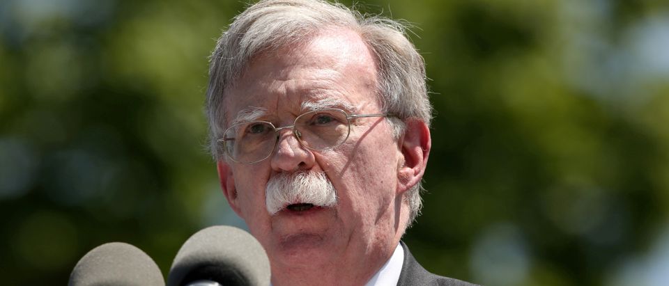 FILE PHOTO: U.S. National Security Advisor John Bolton speaks during a graduation ceremony at the U.S. Coast Guard Academy in New London