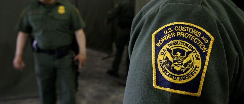 U.S. Border Patrol agents are seen during a tour of U.S. Customs and Border Protection (CBP) temporary holding facilities in El Paso