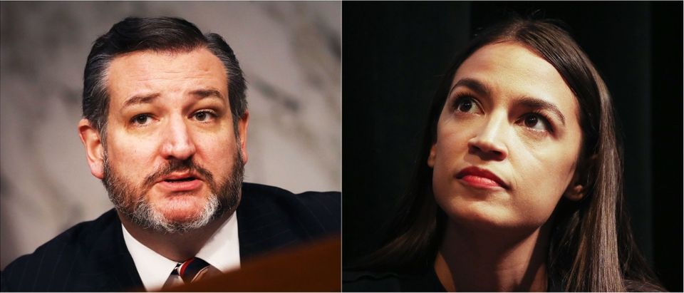 Texas Sen. Ted Cruz (Getty Images) and New York Rep. Alexandria Ocasio-Cortez (Getty Images)