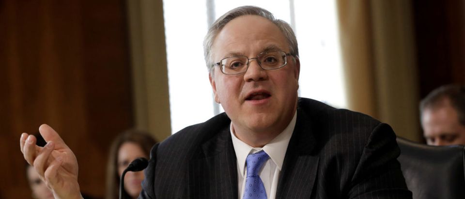 Former energy lobbyist David Bernhardt testifies before a Senate Energy and Natural Resources Committee hearing on his nomination of to be Interior secretary, on Capitol Hill in Washington, U.S., March 28, 2019. REUTERS/Yuri Gripas