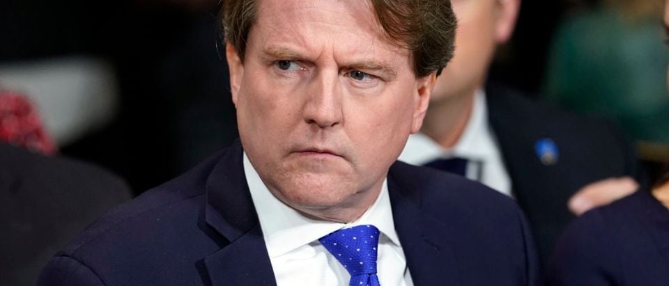 White House counsel Don McGahn listens as Justice Brett Kavanaugh testifies before the Senate Judiciary Committee on September 27, 2018. (Andrew Harnik/Pool/Getty Images)