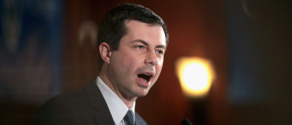 Democratic presidential candidate and South Bend, Indiana Mayor Pete Buttigieg speaks to an overflow crowd during a luncheon hosted by the City Club of Chicago on May 16, 2019 in Chicago. (Photo by Scott Olson/Getty Images)