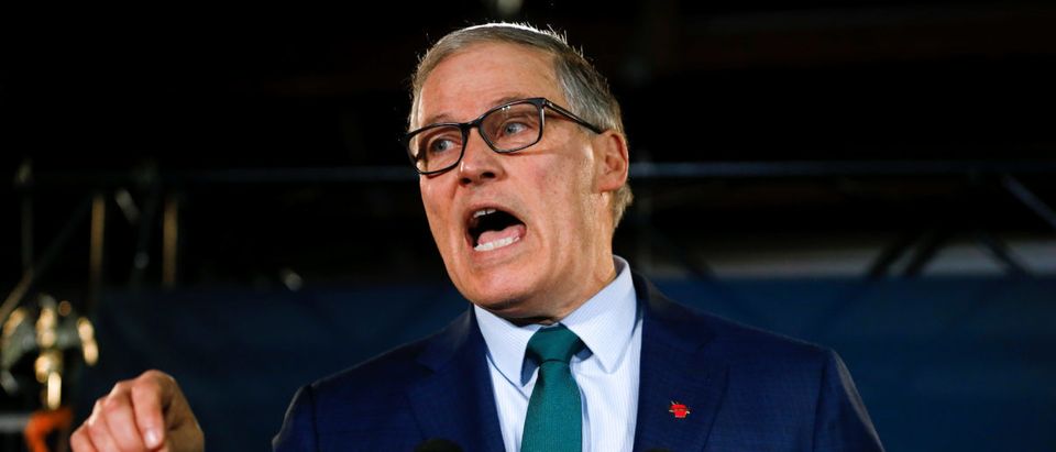 Washington state Governor Jay Inslee speaks during a news conference to announce his decision to seek the Democratic Party's nomination for president in 2020 at A&amp;R Solar in Seattle, Washington, U.S., March 1, 2019. REUTERS/Lindsey Wasson