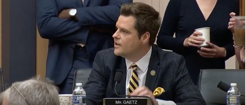 Florida Rep. Matt Gaetz is pictured at a House Judiciary Committee hearing, May 2, 2019. (YouTube screen grab/Fox News)