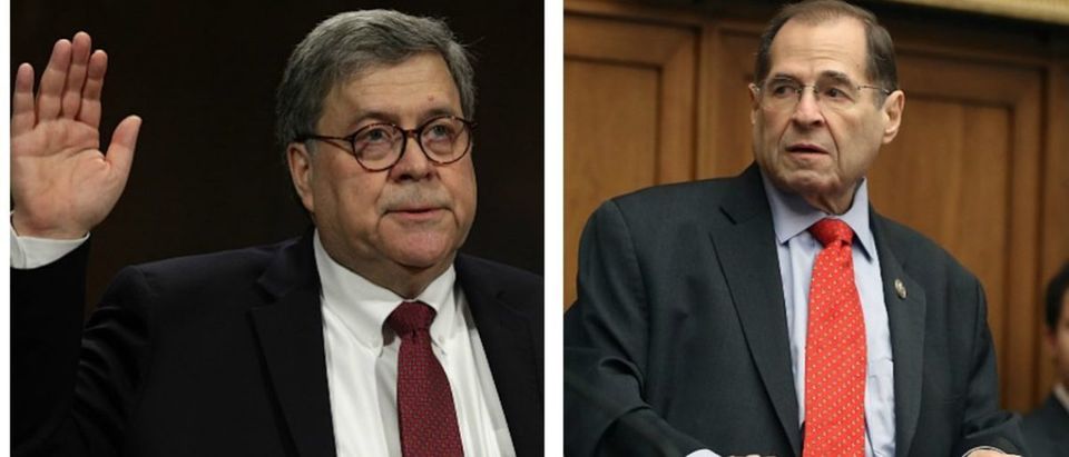 The House Judiciary Committee voted Wednesday to hold Attorney General William Barr in contempt of Congress for not giving the committee special counsel Robert Mueller's full, unredacted report. Photo by Alex Wong Getty Images & Photo by Mark Wilson Getty Image
