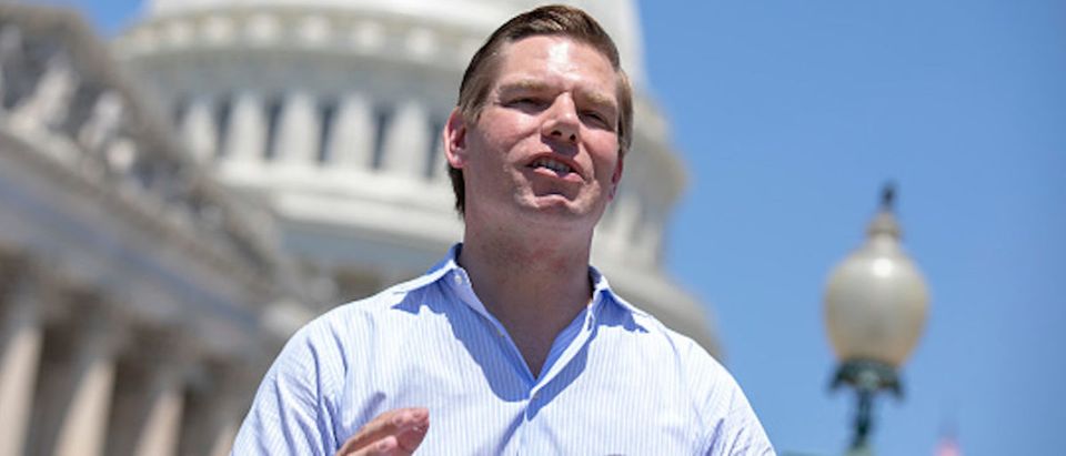 Rep. Eric Swalwell (D-CA) speaks during a news conference regarding the separation of immigrant children at the U.S. Capitol on July 10, 2018 in Washington, DC
