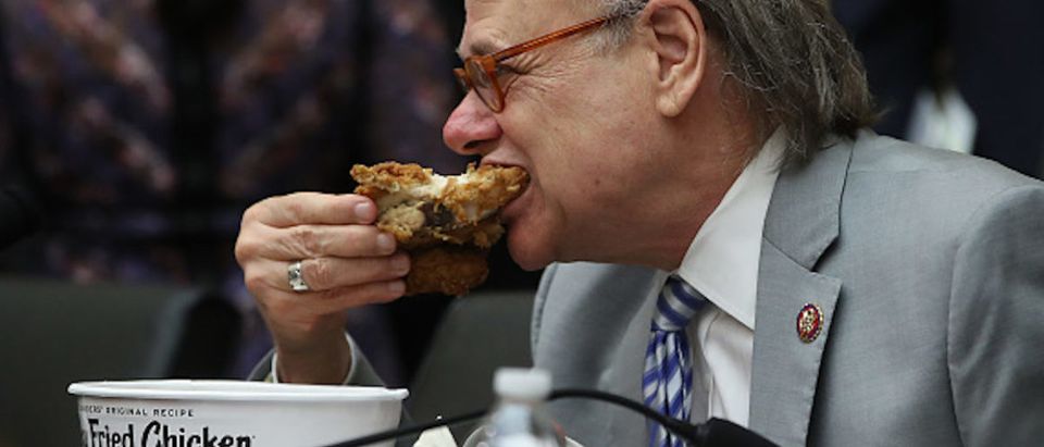 Rep. Steve Cohen (D-TN) takes a bite of chicken after Attorney General Robert Barr was a no show for a House Judiciary Committee hearing, on Capitol Hill May 2, 2019 in Washington, DC