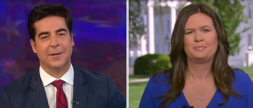 Sarah Sanders reacts to Trump joke (Fox News screengrab)